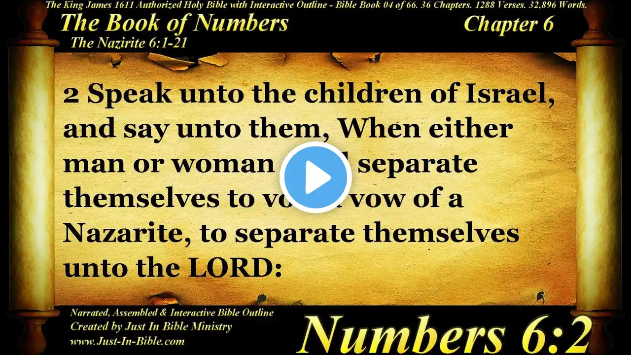 Bible Book #04 - Numbers Chapter 6 - The Holy Bible KJV Read Along Audio/Video/Text