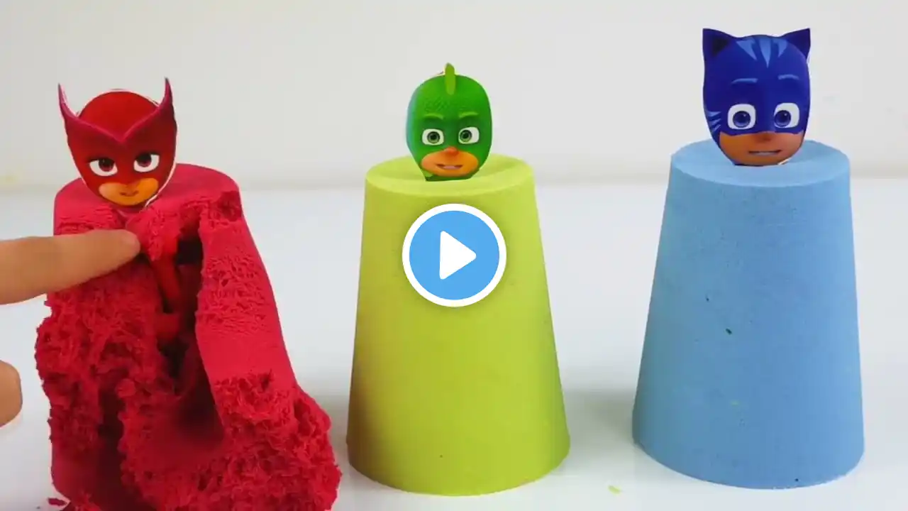 Pj Masks Toys With Kinetic Sand and Paint Learn Colors