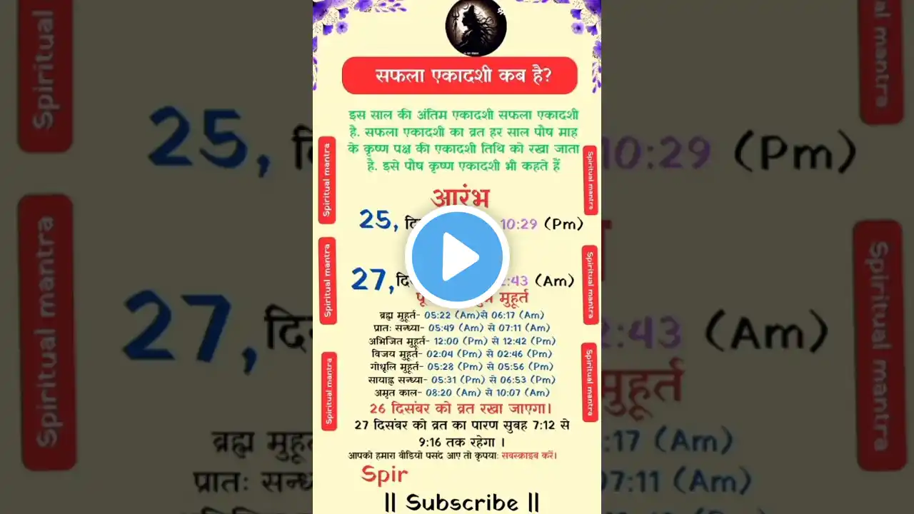 एकादशी कब है 2024 | Safla Ekadashi  2024 Date Time | Ekadashi December 2024 | Ekadashi Kab Hai