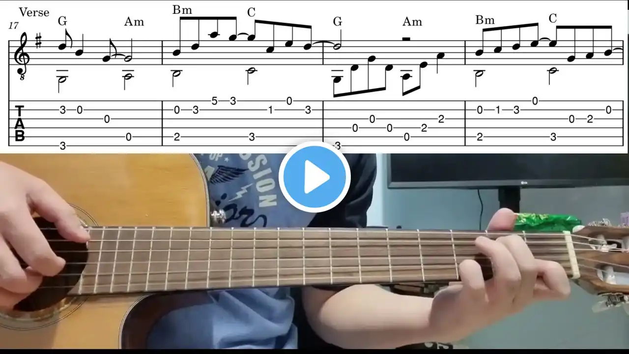 Here, There And Everywhere (The Beatles) - Easy Fingerstyle Guitar Playthrough Tutorial With Tabs