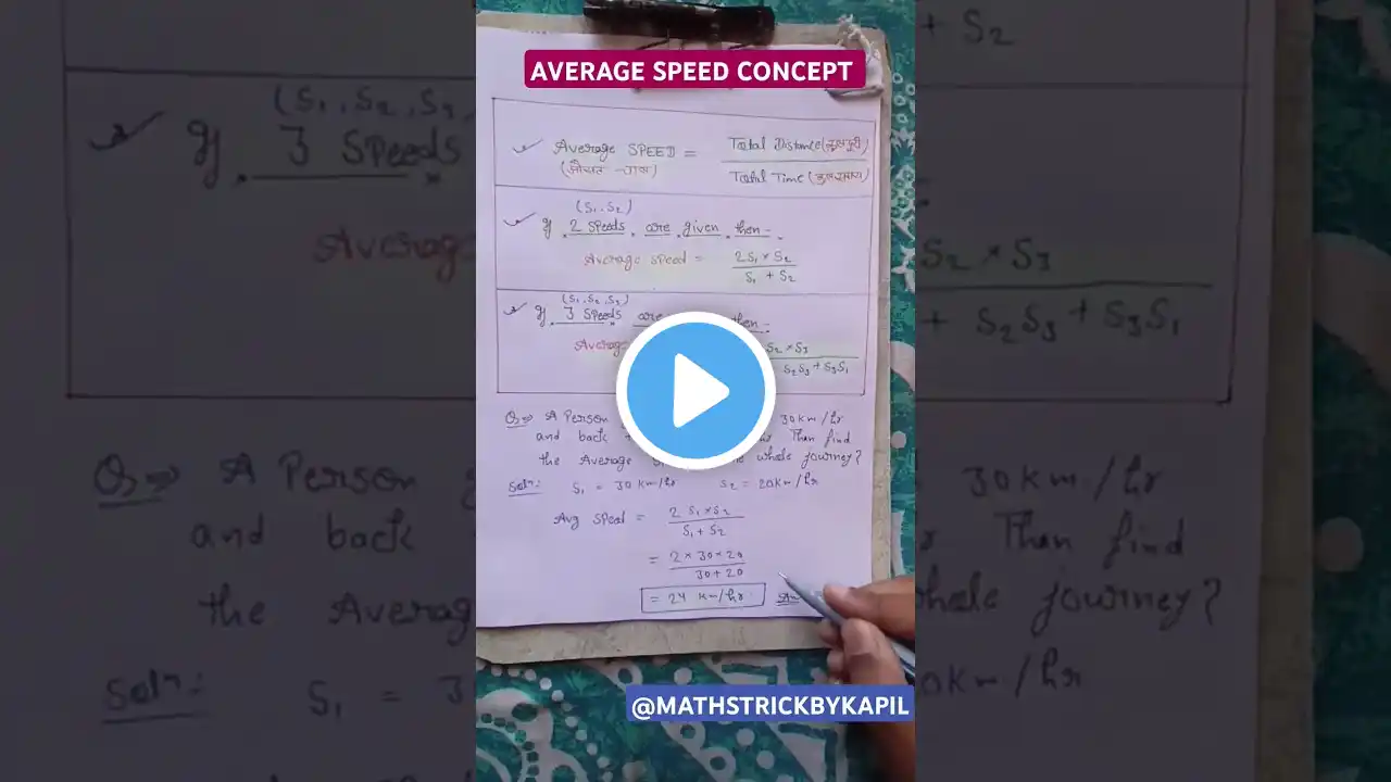 AVERAGE SPEED 🔥SSC CGL & Railway Exams | Complete Guide on Time Speed and Distance #tricks#maths#yt