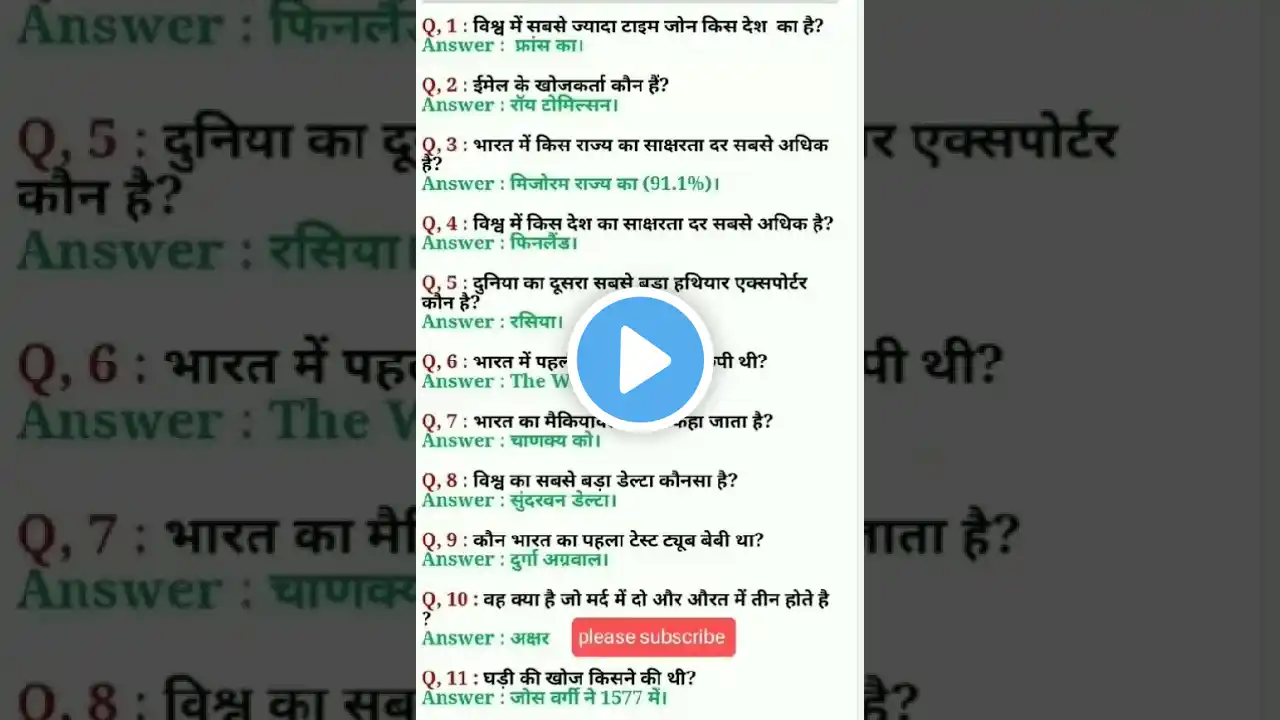 GK Questions and Answer ll GK in hindi ll GK quiz ll