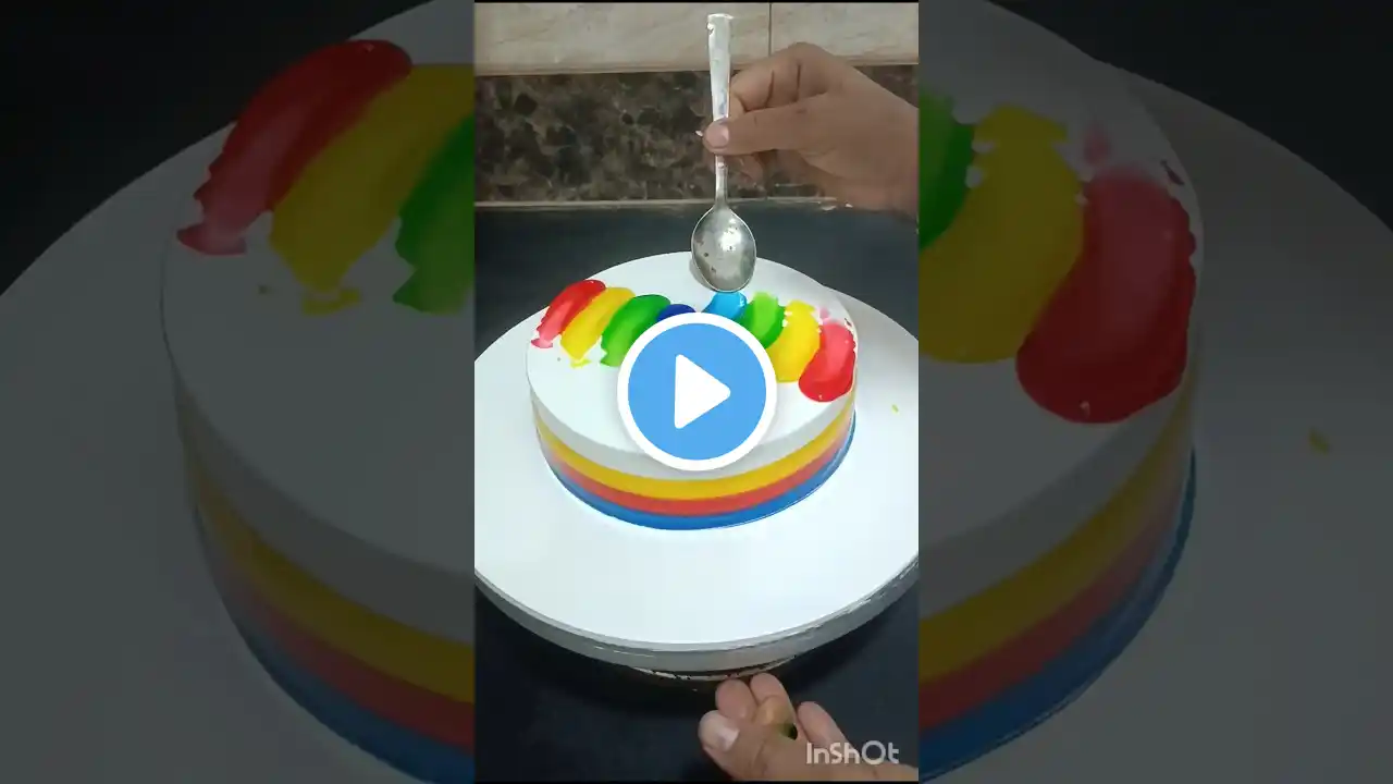 Fushion Rainbow🌈Vanilla Cake आप आसानी से#cakelover #trending  #art #youtubeshorts #feedshort #cake