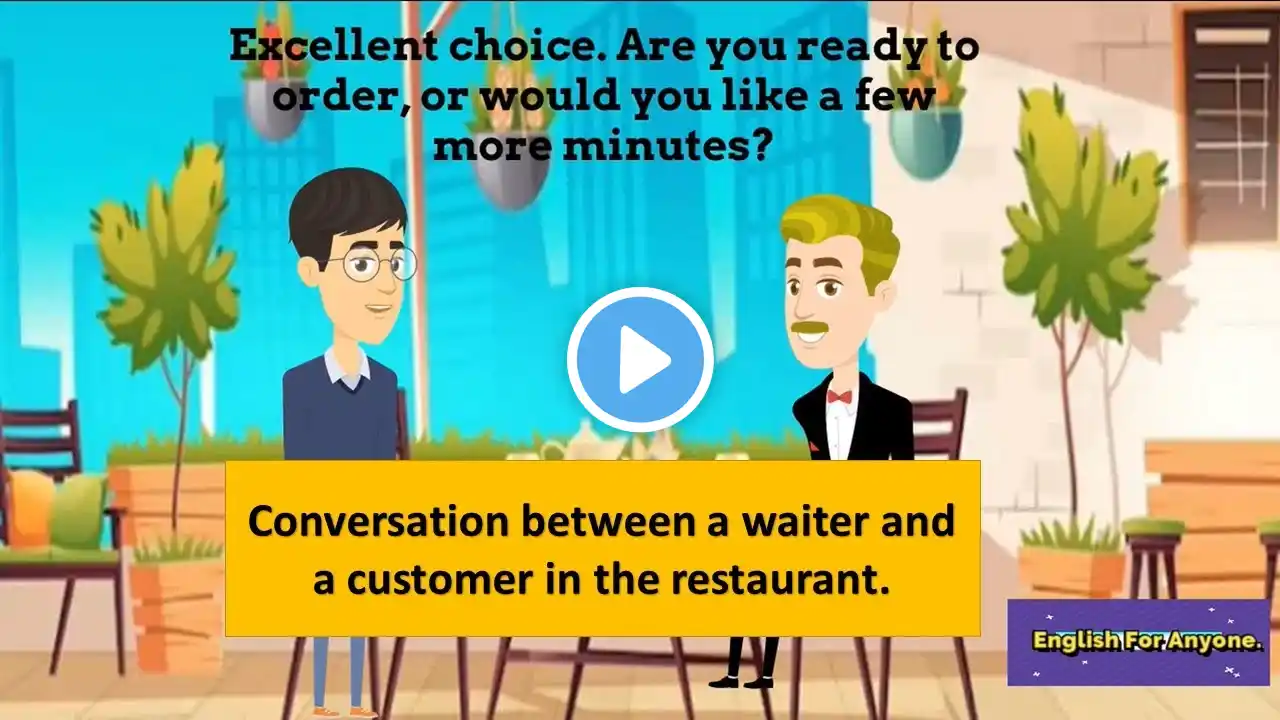 Conversation between a waiter and a customer in the restaurant  #englishconversation