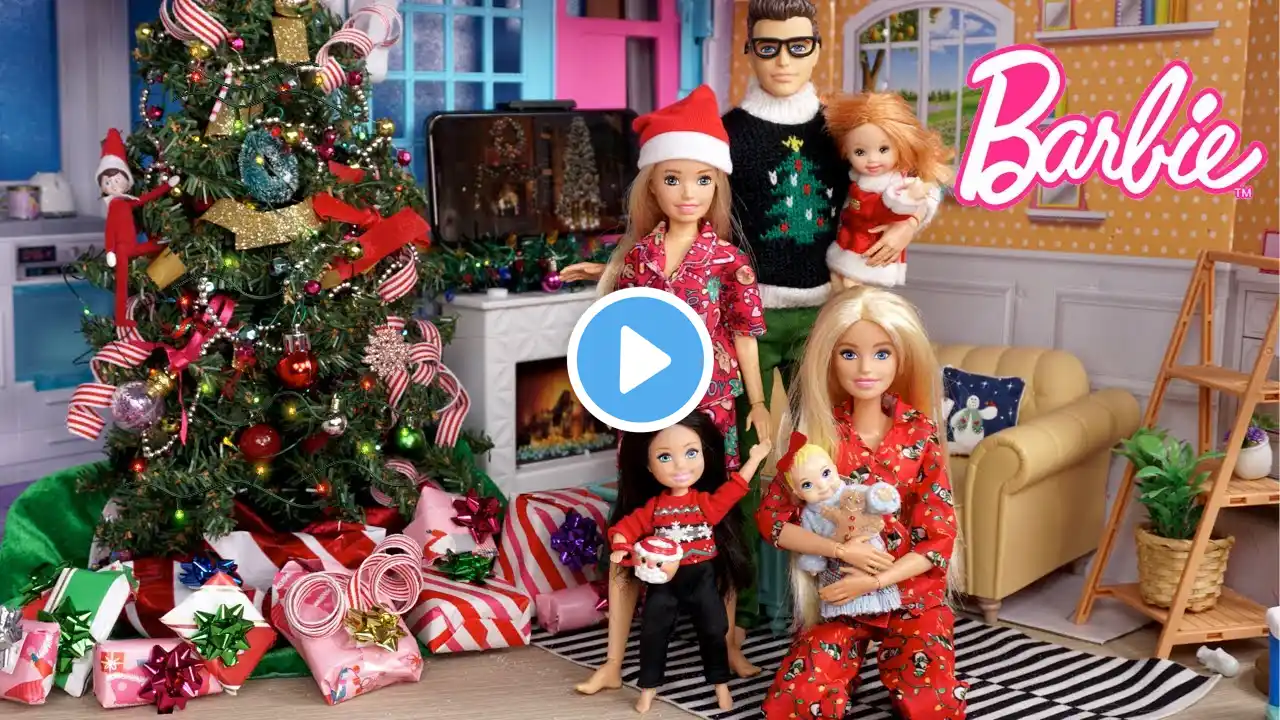 Barbie & Ken Doll Family Christmas Morning Routine