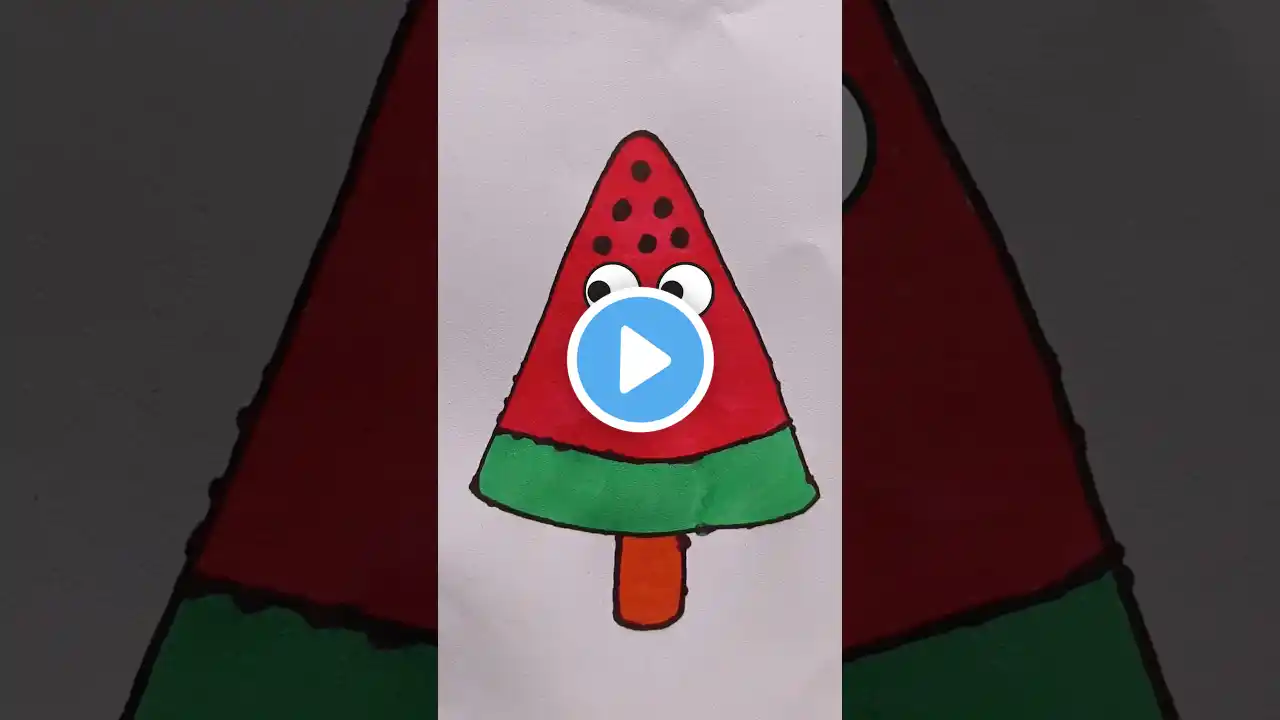 Very Simple Drawing Watermelon Candy for Kids #kids #drawing