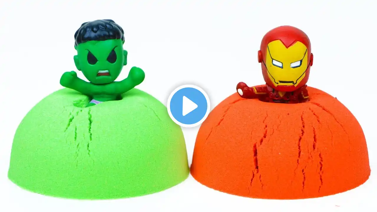 Learn Colors Superhero Toys With Kinetic Sand and Colorful Balloons