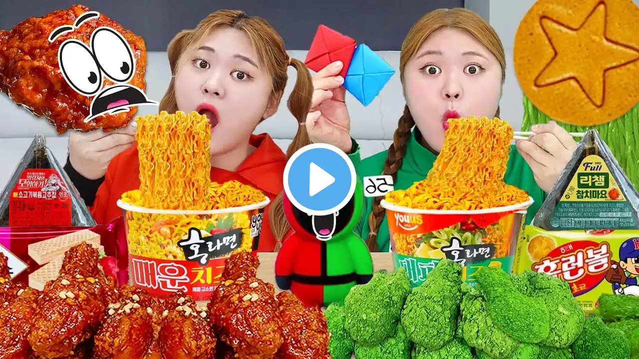 ASMR MUKBANG Red Green Food Convenience store EATING SOUND by HIU 하이유