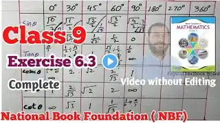 Class 9 exercise 6.3 NBF Maths Ex 6.3 national book foundation maths | Trigonometric Ratios