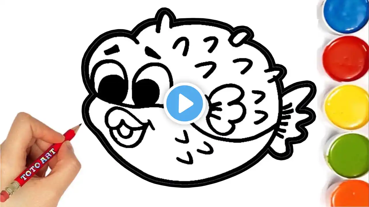 How to draw Big Fish -Colouring for Kids & Toddlers |Draw, Paint and Learn _ Toto Art