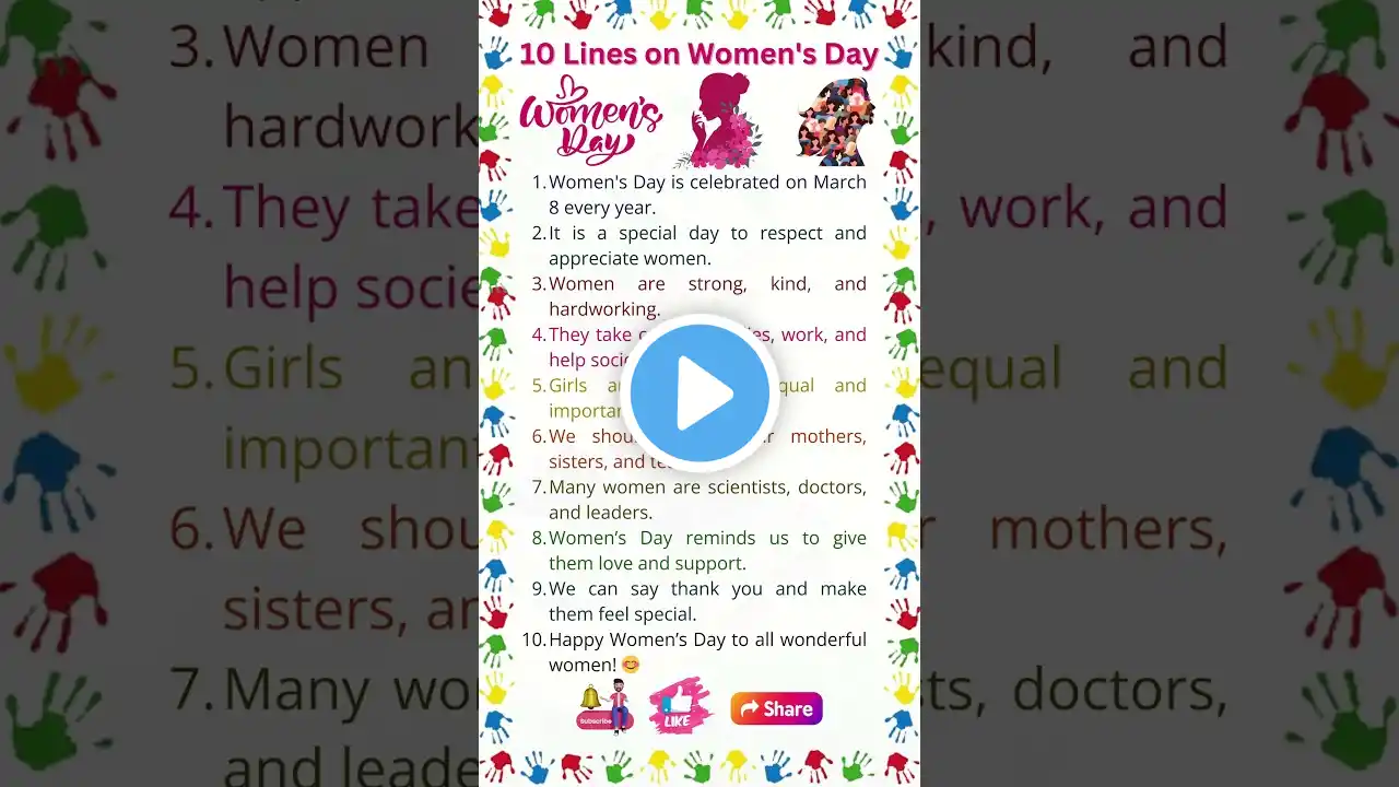 Happy Women's Day | 10 Lines on Women's Day | Essay on Women's Day | Women's Day Speech