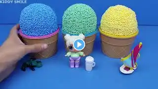 3 Color Play Foam in Ice Cream Cups Surprise Toys LOL Kinder Joy Chupa Chups Kinder Surprise Eggs