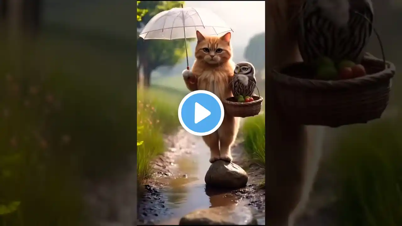 Owl 🦉 ai cute 🥰 carrying cat | #owl #cat #ai #love #tamil #kannekalaimane #viral #instrumental #Ai