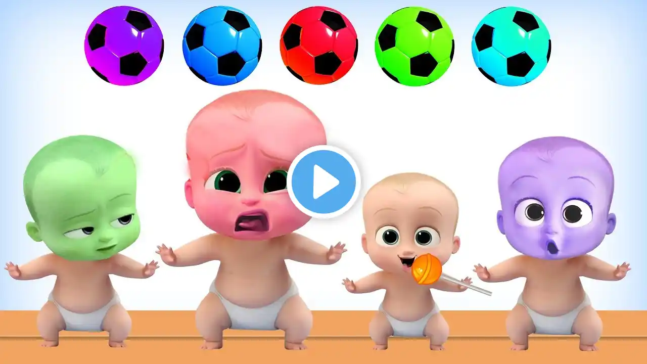 Learn colors with Boss baby cry xylophone soccer balls for kids | Wooden face hammer