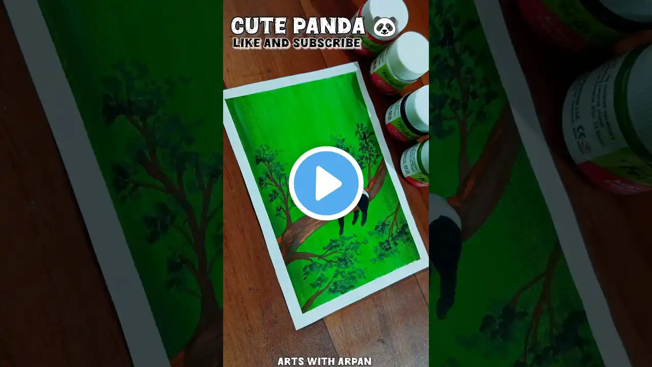 CUTE PANDA DRAWING 🐼 | Arts With Arpan #shorts #watercolor #panda  #art #youtubeshorts