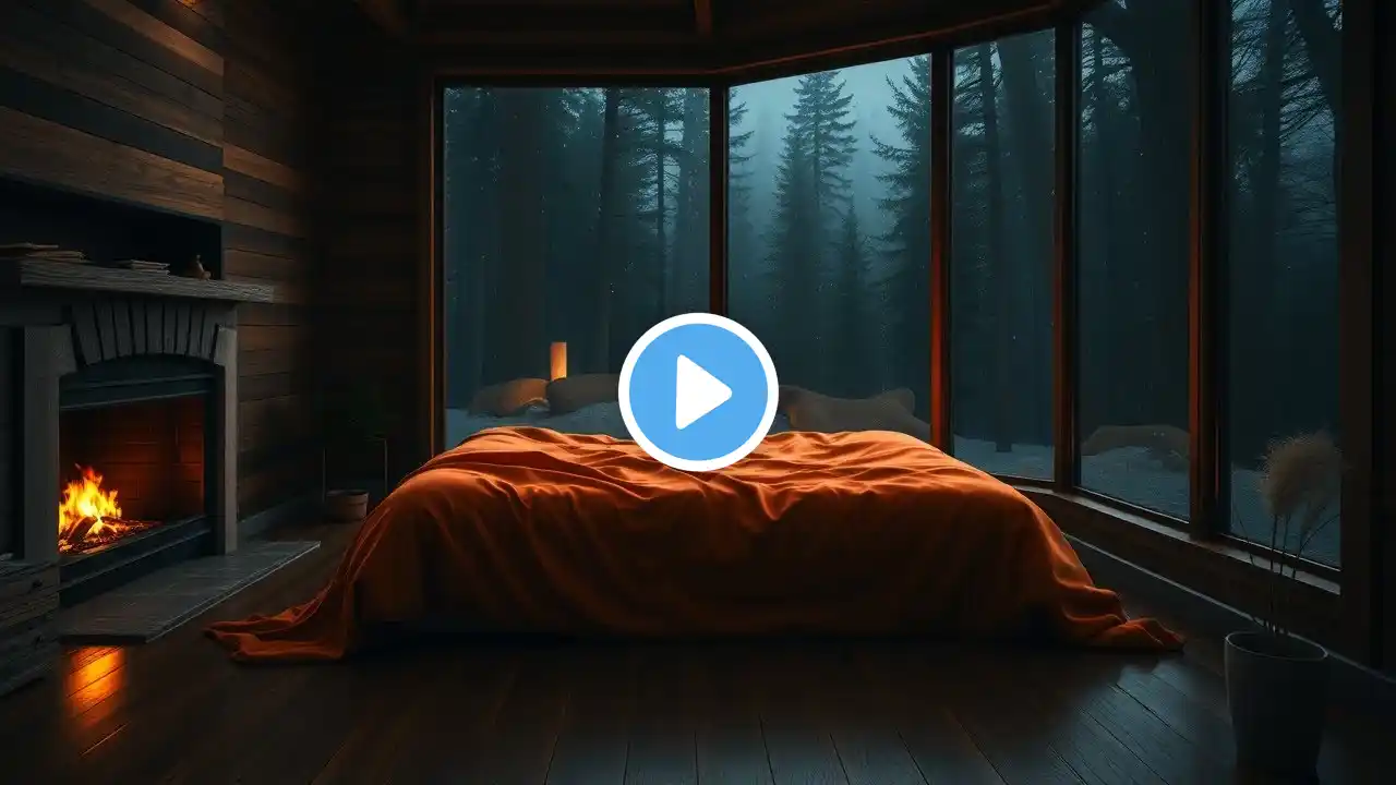 Cozy Cabin Ambience | Rain & Fireplace Sounds at Night| Sleep, Study, Relating