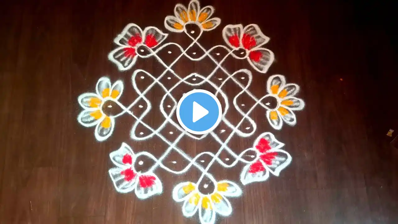 simple and easy Rangoli 5×1chukkala sikkukolam #muggulu