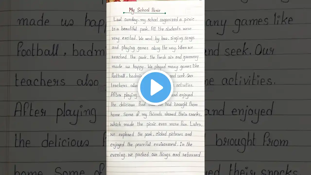 My School Picnic Paragraph Writing in English #music #song