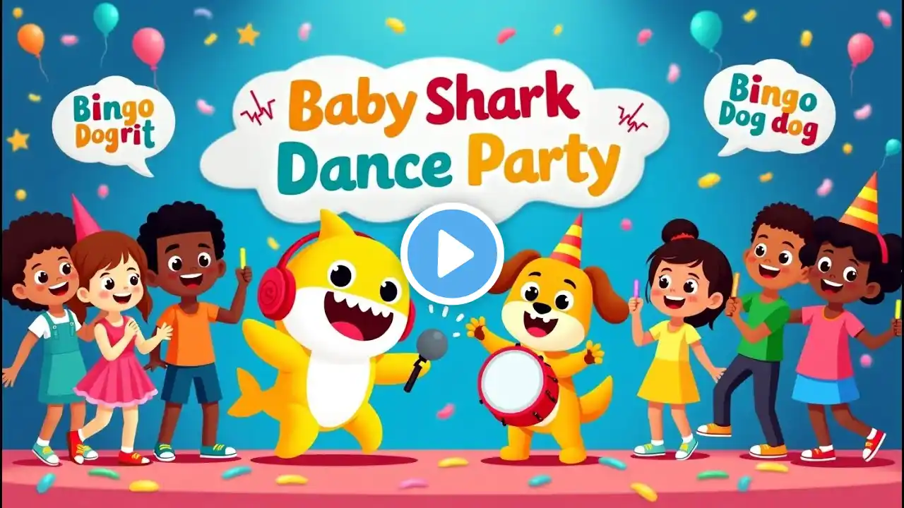 🎵 Baby Shark Dance Party + Bingo Dog Song - Nursery Rhymes & Kids Songs - #Mecobunny #nurseryrhymes