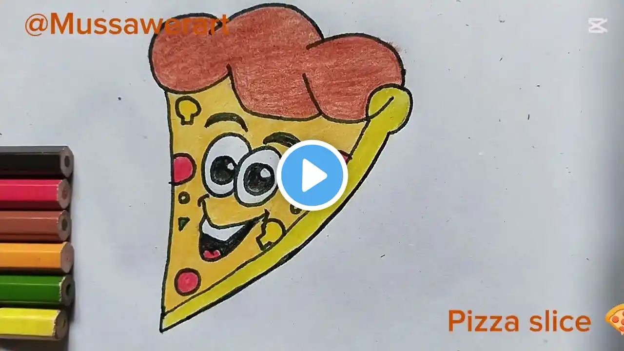 How to draw a cute Pizza Slice||easy drawing ideas||easy drawing tutorial