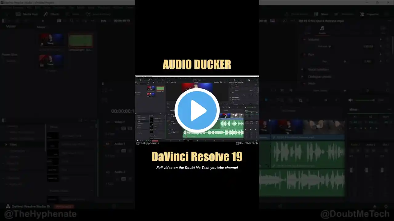 Audio Ducker DaVinci Resolve 19 [ Automatically Lower Music Audio w/ Dialogue ] Tutorial