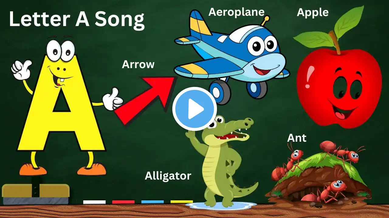 Letter A Song | Phonic Song with word A | ABC song for kids | 3D Cartoon | Alphabet poem for baby