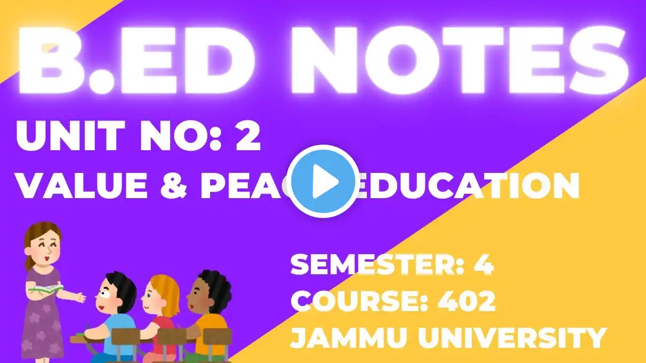 B.Ed Sem 4 | Jammu University | Course No: 402 | Unit 2 Notes | Value & Peace Education