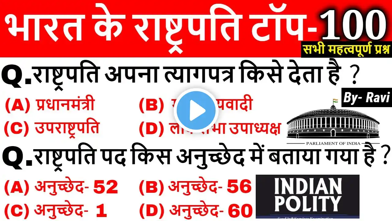 Polity Most Important Questions | President | राष्ट्रपति | lucent Gk | upsc, upsi, ntpc, ssc, police