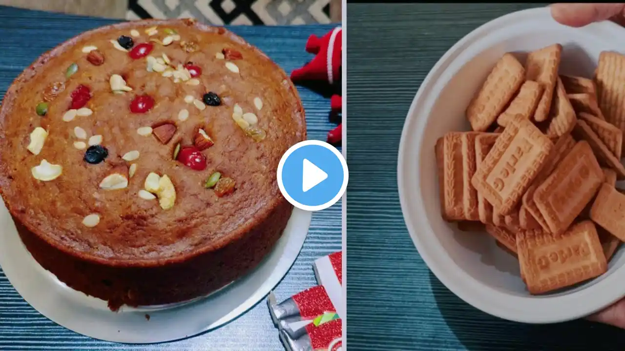 10rs पार्ले जी बिस्कुट्स से बनाए केक | Christmas, New Year and Birthday cake | Eggless Biscuit cake