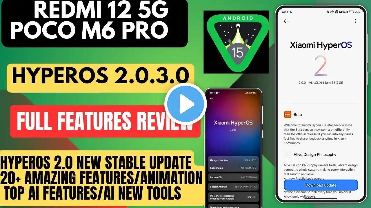 Redmi 12 5G/POCO M6 Pro HyperOS 2.0.3.0 New Update Release, Full Features Review, 20+ New Features