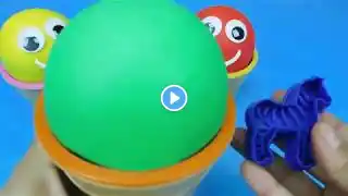 4 Color Play Doh Ice Cream Cups Easter eggs Surprise Toys PJ Masks LOL Shopkins Minion for Kids