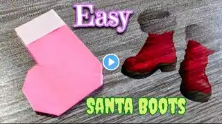 Easy Paper Santa boots: Origami Santa boots : How to make Santa boots