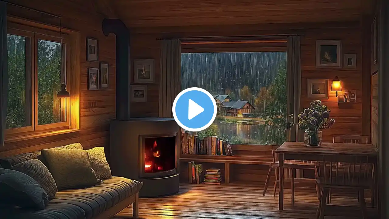 Soothing Rain & Fireplace Sounds | Cozy Cabin Ambiance for Deep Sleep & Relaxation (3 Hours)