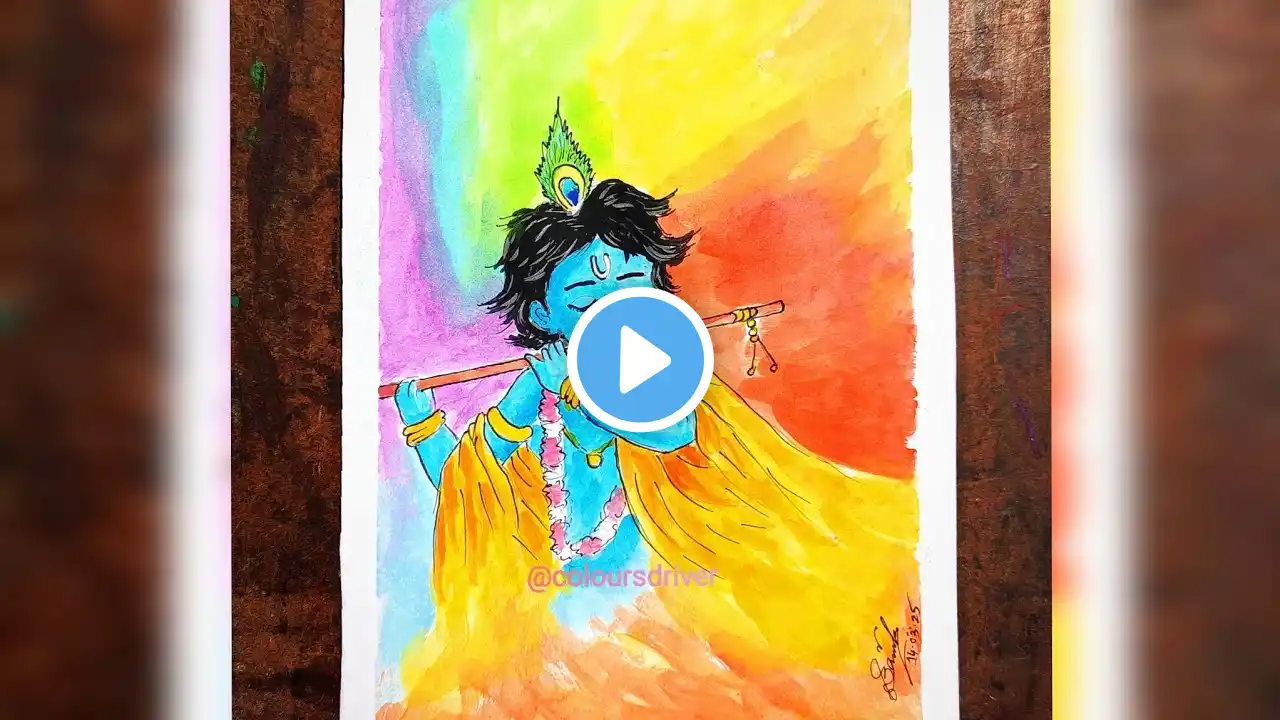 Lord Krishna Playing Holi Painting | Holi Special Painting | Krishna Playing Holi Drawing | Krishna