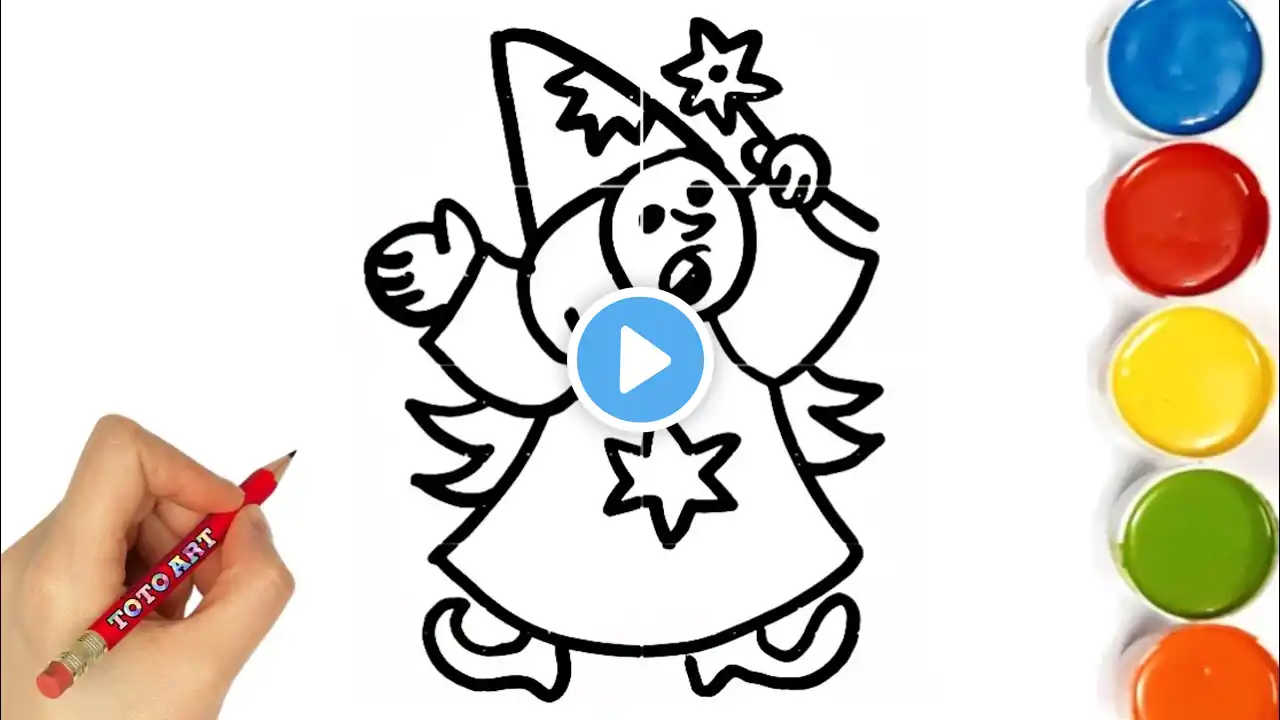 How to draw Baby Witch -Colouring for Kids & Toddlers |Draw, Paint and Learn _ Toto Art