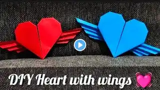 DIY Origami Paper Heart with wings 💓 | Origami Paper Heart ❤️ Valantins Day#paperheart #origamiheart