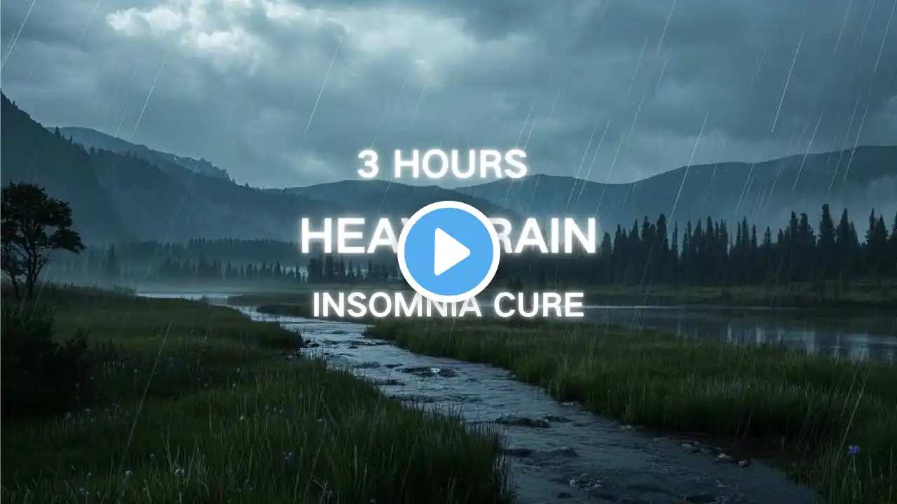 Heavy Rain for Sleep,Sleep FAST & Beat Insomnia-3 Hours Steady Rainfall | Noise Cancelling Sound