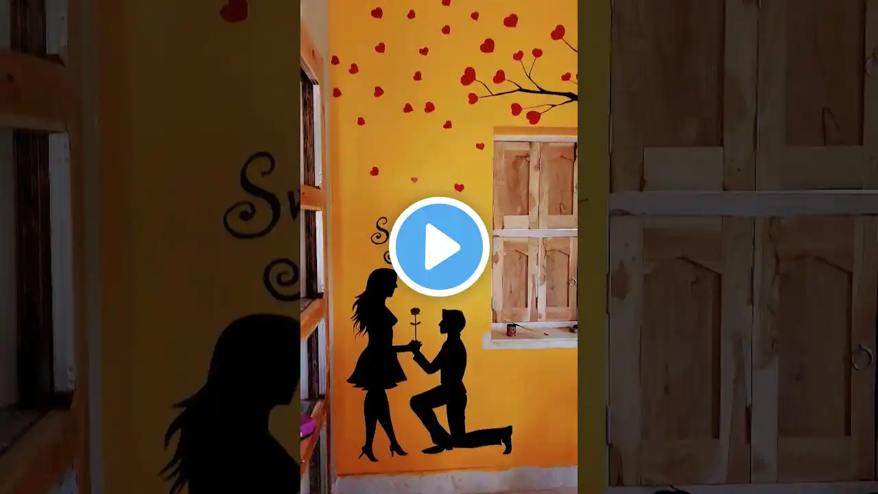 love tree wall painting design 🎨 🖌 😍 #wallpainting #shortvideo #3dart #viral #youtubeshorts #shorts