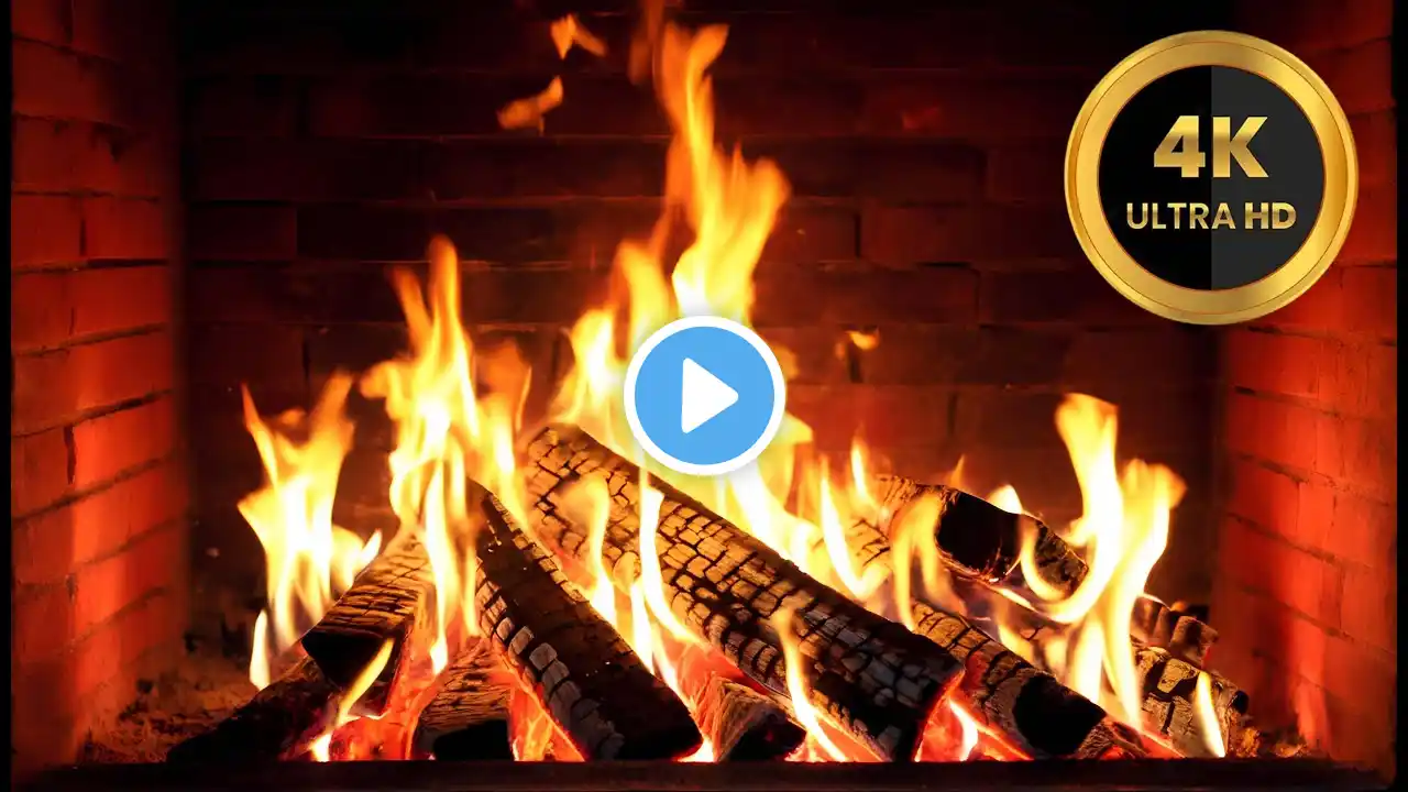 4K Crackling Fireplace & Burning Logs 🔥 Relaxing Fireplace (3 Hours) for Stress Relief, Relax