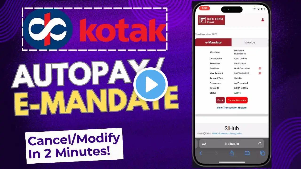 💥Kotak Bank Auto Pay Cancel | Nach Cancellation | E Mandate \ Nach \ Ecs