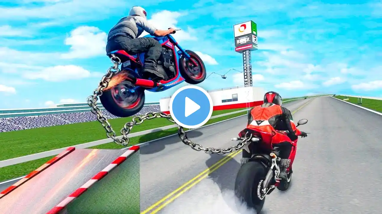 Chained Bike Highway Race - Gameplay Android game - amazing bike racing game