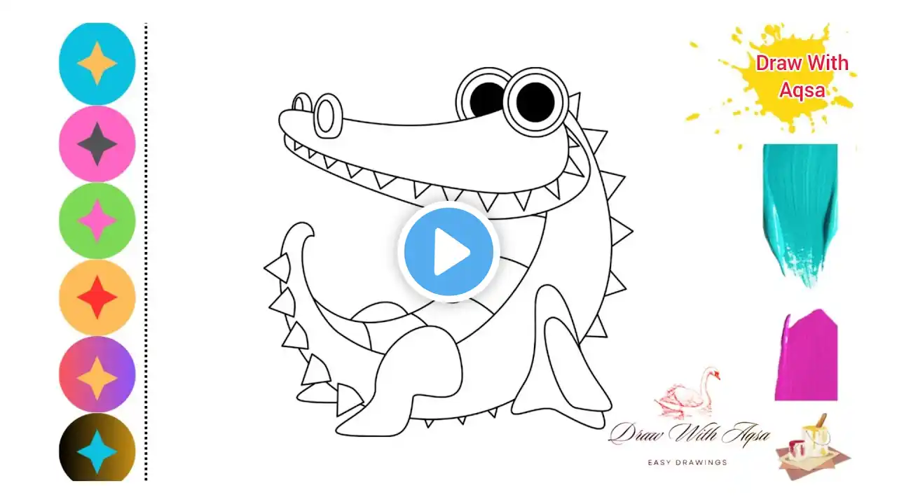 How to Draw a Crocodile 🐊 | learn to draw an Alligator  | Drawing With Aqsa