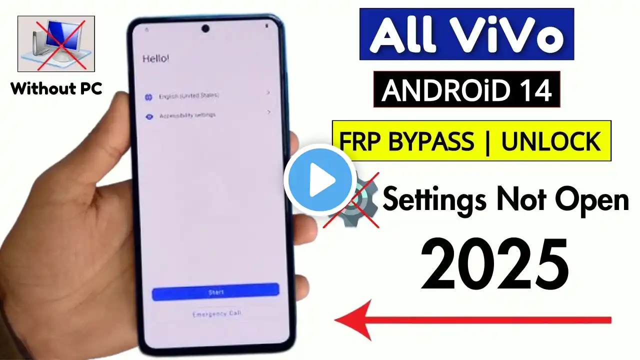 Vivo Android 14 : Google/ FRP Bypass - Settings Not Open/ New Method 2025 (Without PC)