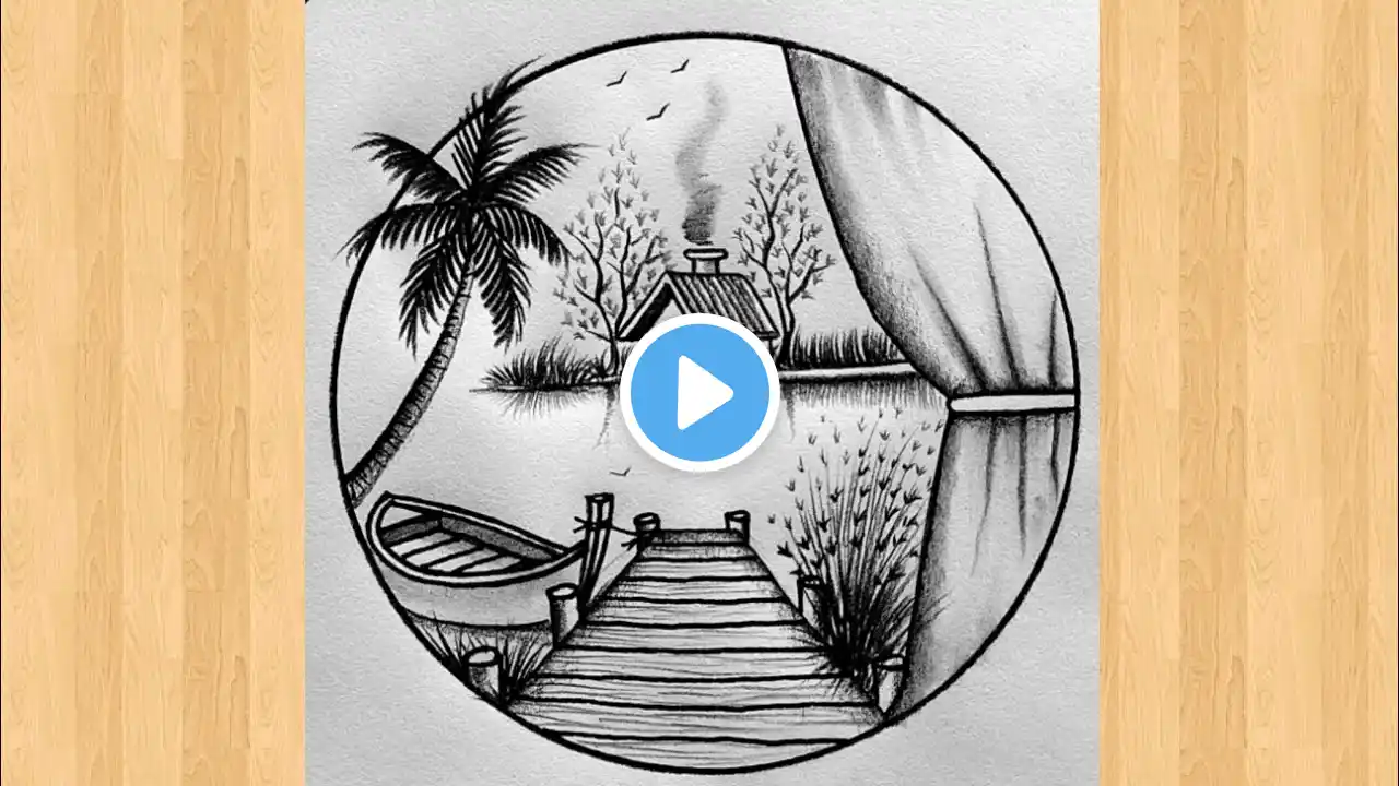 Easy circle scenery drawing || Easy Circle drawing || Circle drawing || Pencil drawing