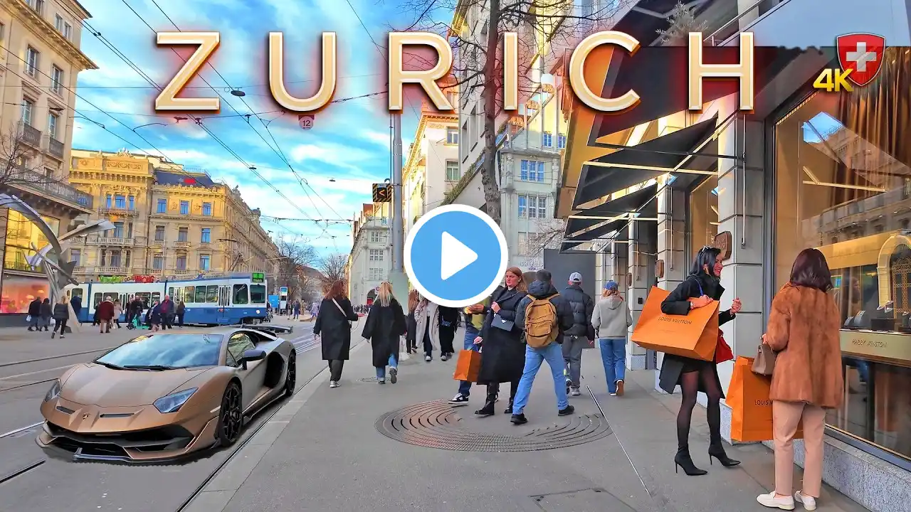 Switzerland ZURICH 📍 Experience the Luxury Streets in Zürich 4K Free Walking Tour Bahnhofstrasse