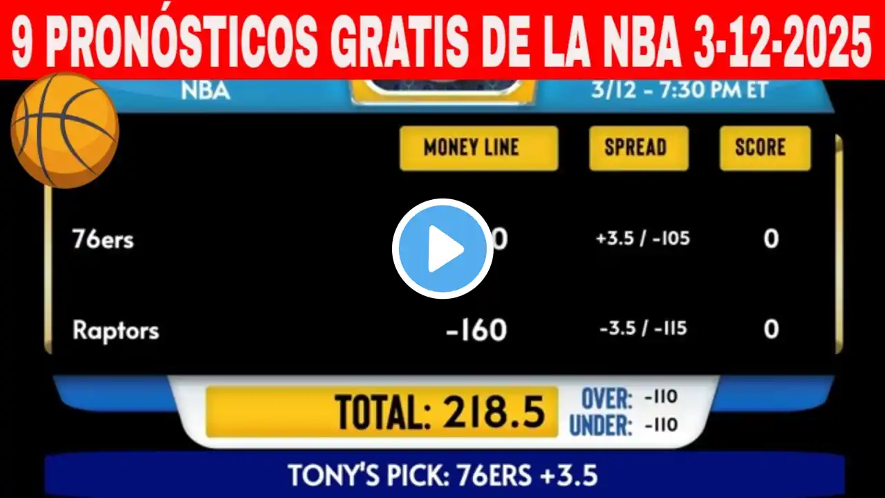 9 Pronósticos GRATIS de la NBA para Hoy, Miércoles 3/12/2025