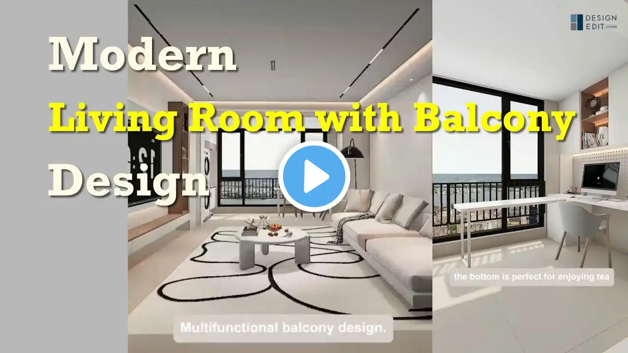 Modern Living with Balcony & Laundry Area Design | Design Edit | #interiordesign #3dinterior#balcony