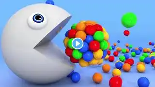 Learn Colors with PACMAN and 3D Cricket Ball Balloon for Kid Children