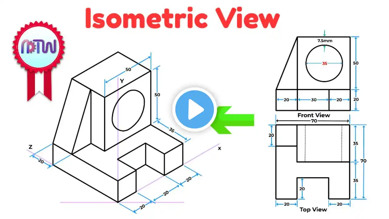 Isometric View | How to Construct an Isometric View of an Object | Example: 4