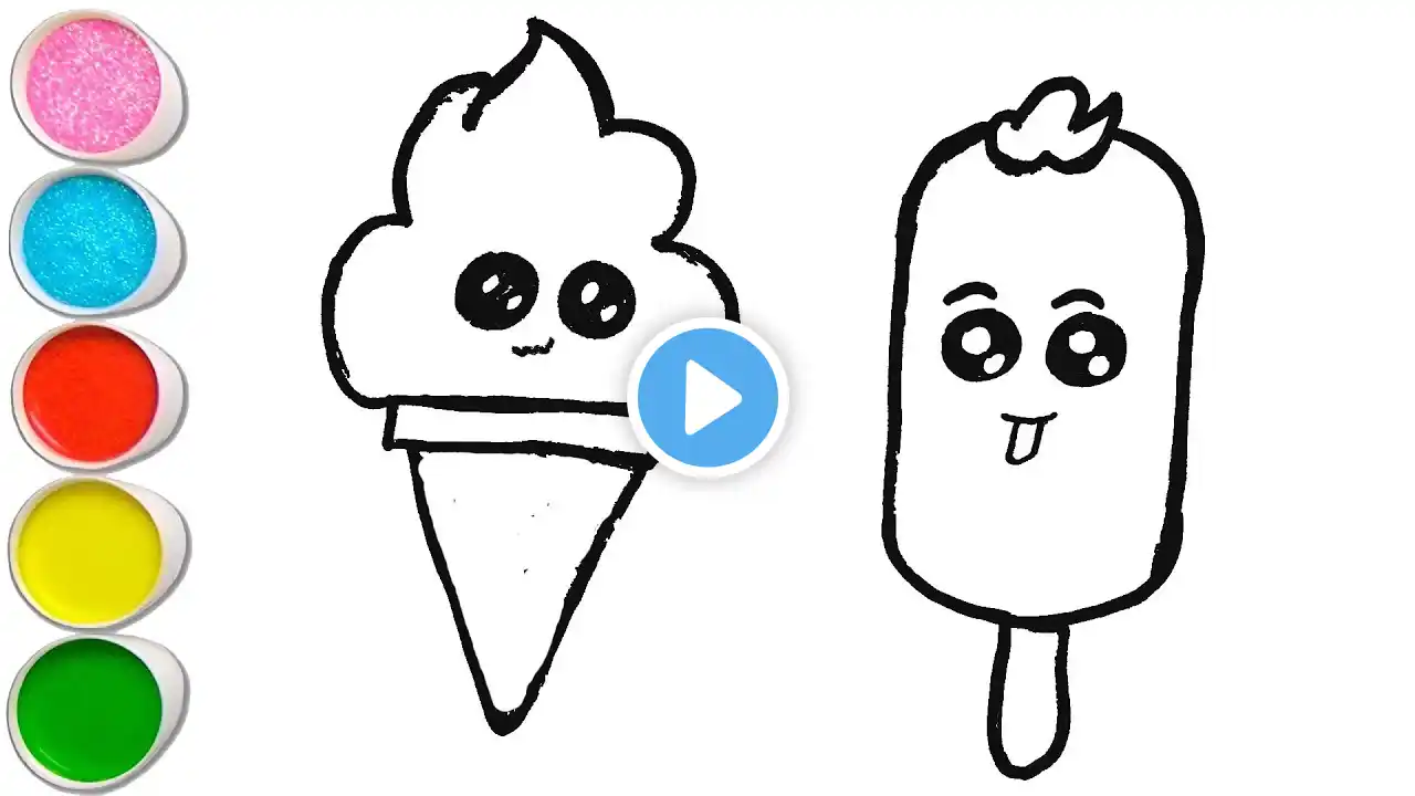 Let’s draw and paint ice cream- How to Draw a Simple ice cream Step By Step Very Easy -